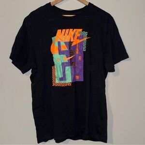 Nike Men's Black Tee with Vibrant Graphic